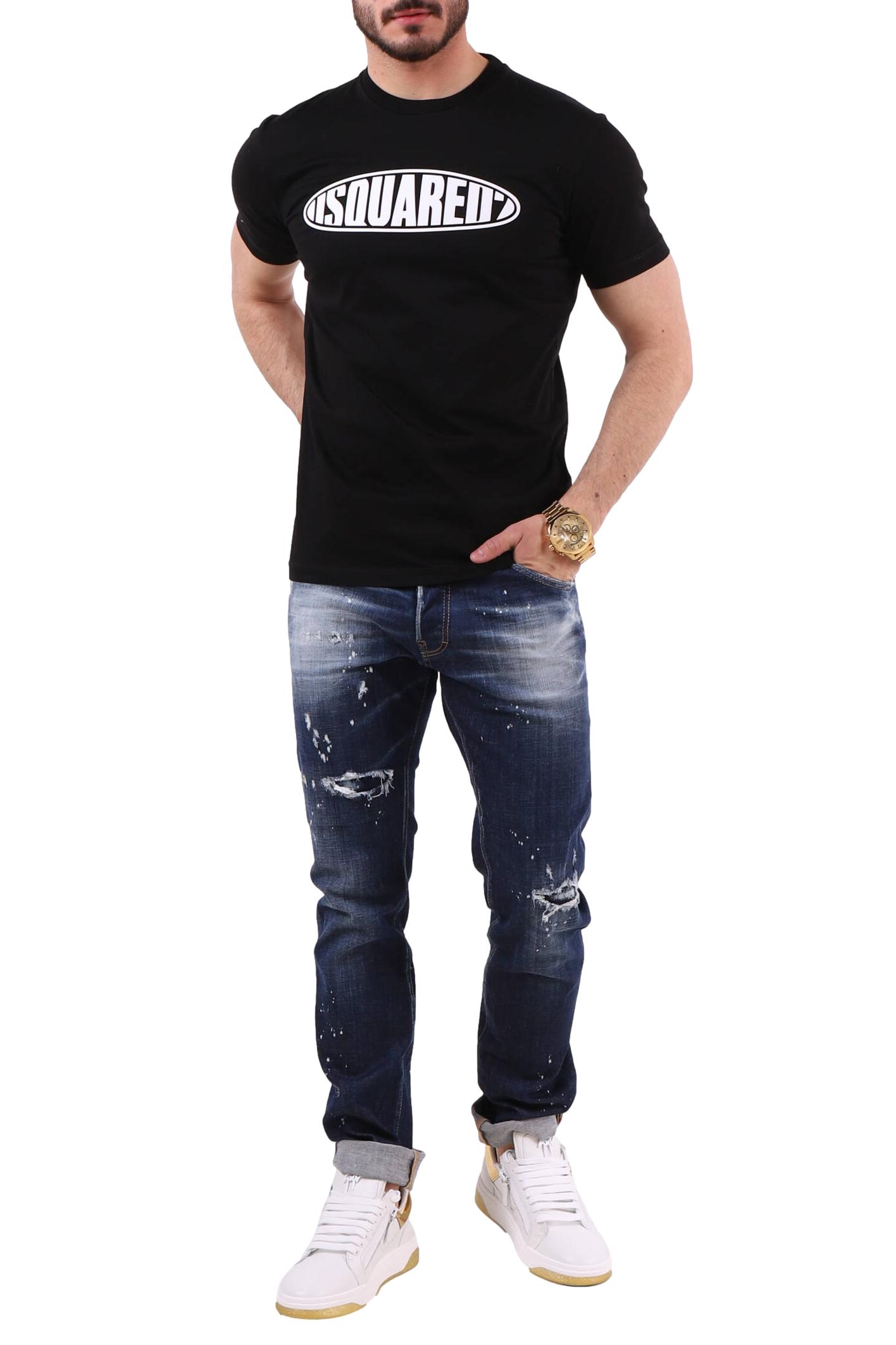 S74GD1097_1 Dsquared2 Surf Board Logo-T-Shirt in Schwarz - Image 1