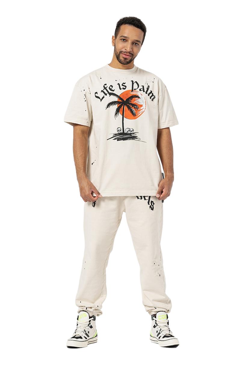 PMAA072F22JER0060310 _1 Palm Angels T-Shirt mit Sloganprint und Rundhalsausschnitt - obrazek 1