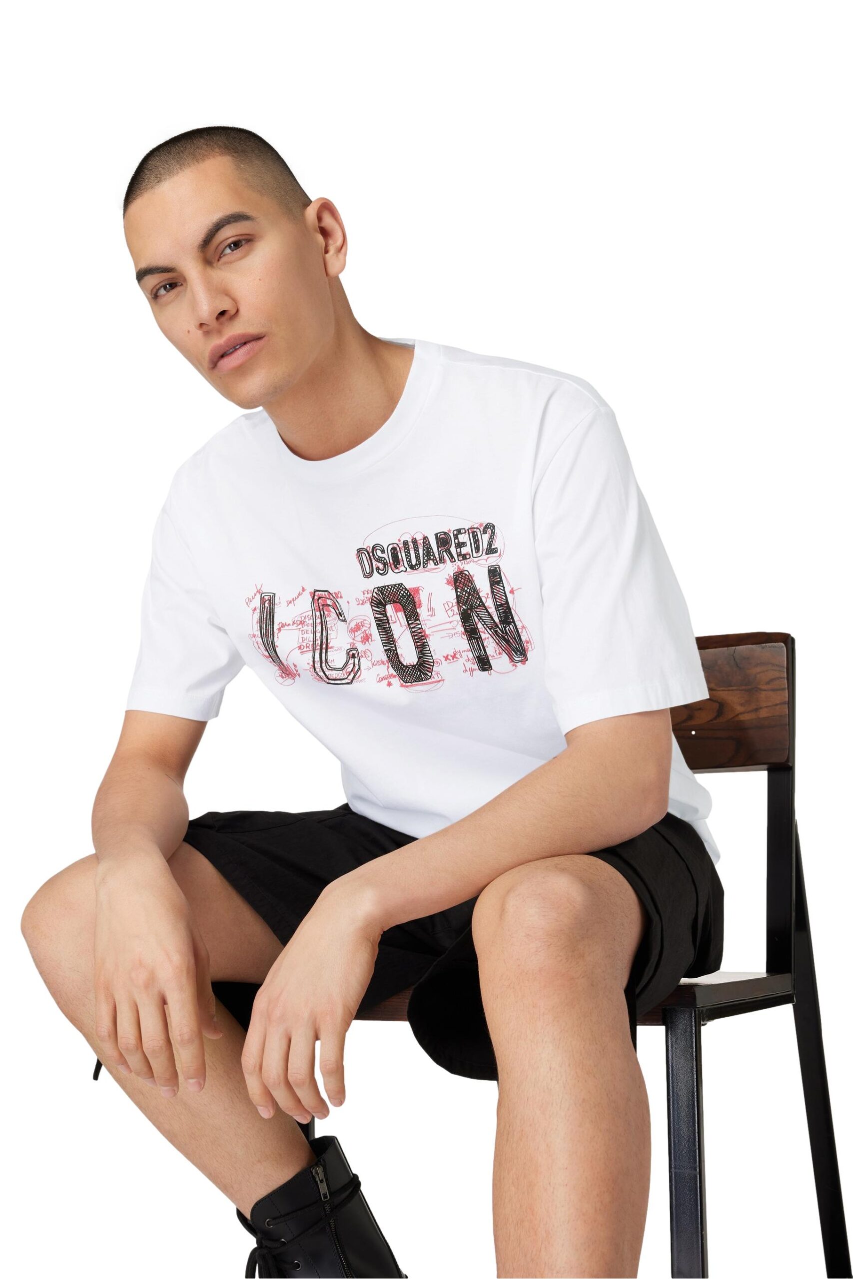 S79GC0083_3 Dsquared2 Scribble Cool Fit T-Shirt in Weiß – Bild 1