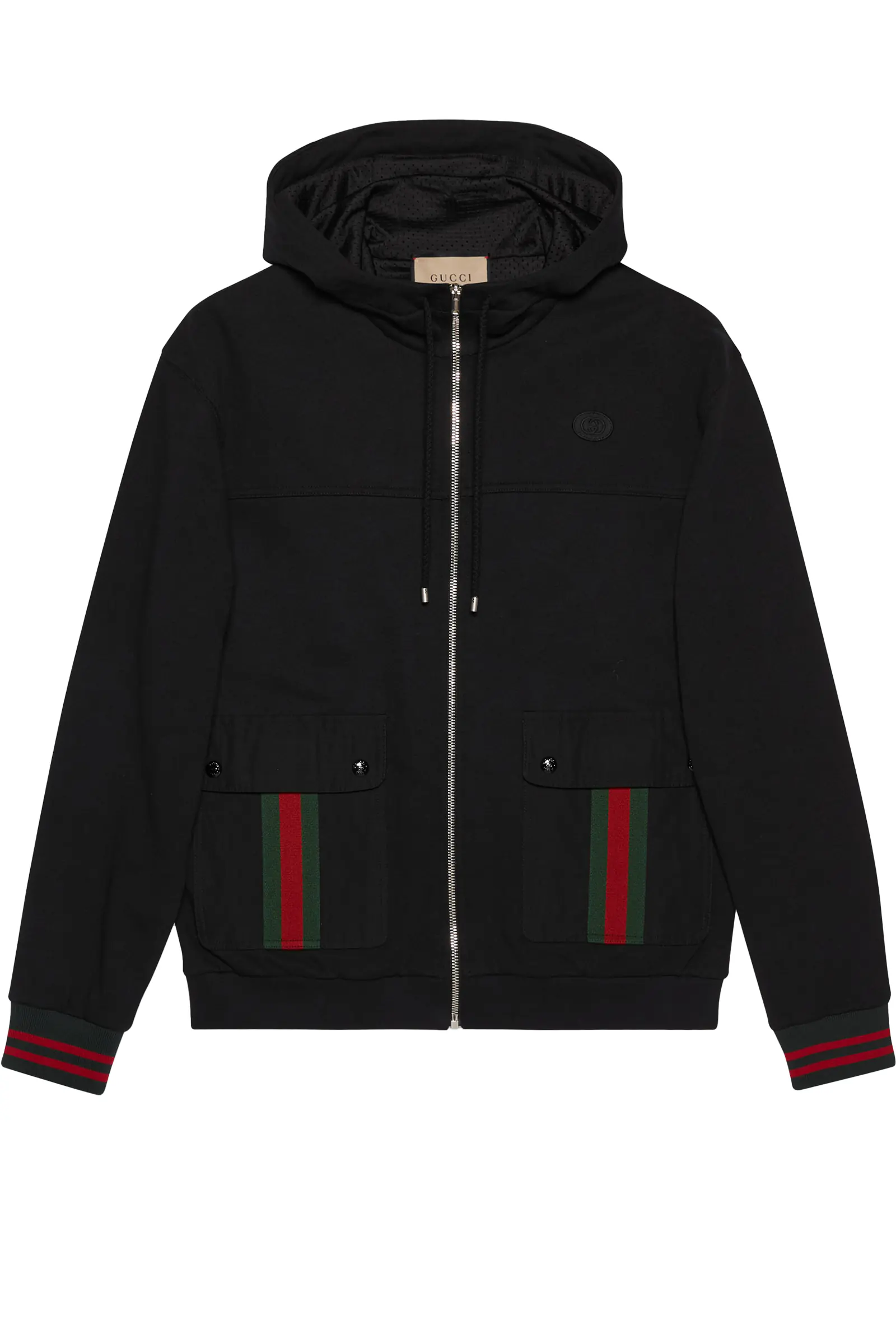 Jachetă cu glugă Gucci din jersey de bumbac cu dungi țesute