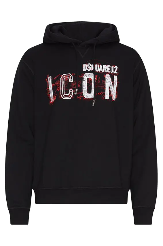 DS79GU0113 S25516 (2) Dsquared2 Icon Scribble Baumwollhoodie mit Print - Imagen 1