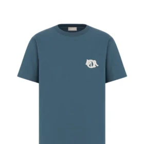 Dior Charm T-Shirt aus blauem Baumwolljersey mit lockerer Passform