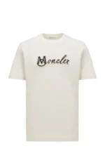 Moncler Baumwoll-T-Shirt mit gesticktem Varsity Logo in Weiß