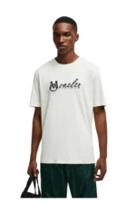 Moncler Baumwoll-T-Shirt mit gesticktem Varsity Logo in Weiß - Image 2
