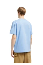 Moncler Baumwoll-T-Shirt mit gesticktem Varsity Logo in Hellblau - Image 4