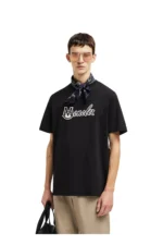 Moncler Baumwoll-T-Shirt mit gesticktem Varsity Logo in Schwarz - Image 2