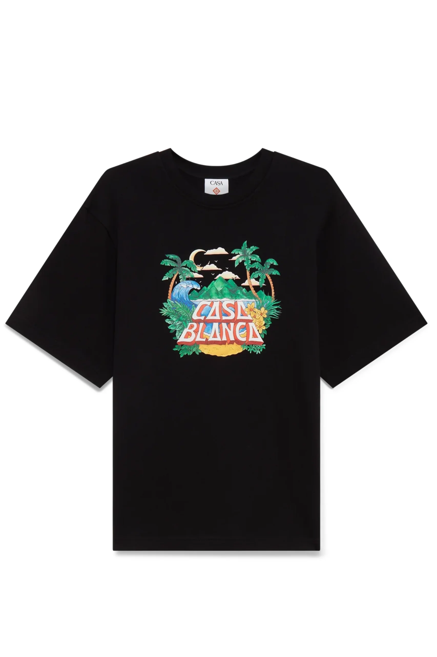 1 Casablanca Casa Beach Wave T-Shirt in Schwarz - Image 1