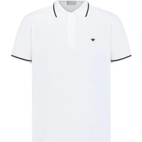Dior polo shirt with bee embroidery in white