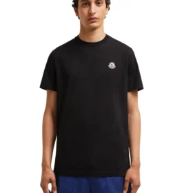 Black Moncler cotton t-shirt with logo patch