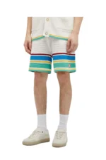 Casablanca Herren-Tennisshorts in Häkeloptik, Weiß/Blau/Mehrfarbig - imagine 2