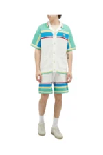 Casablanca Herren-Tennisshorts in Häkeloptik, Weiß/Blau/Mehrfarbig - imagine 4