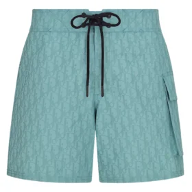 Dior Oblique Badeshorts aus wassergrünem Funktionscanvas