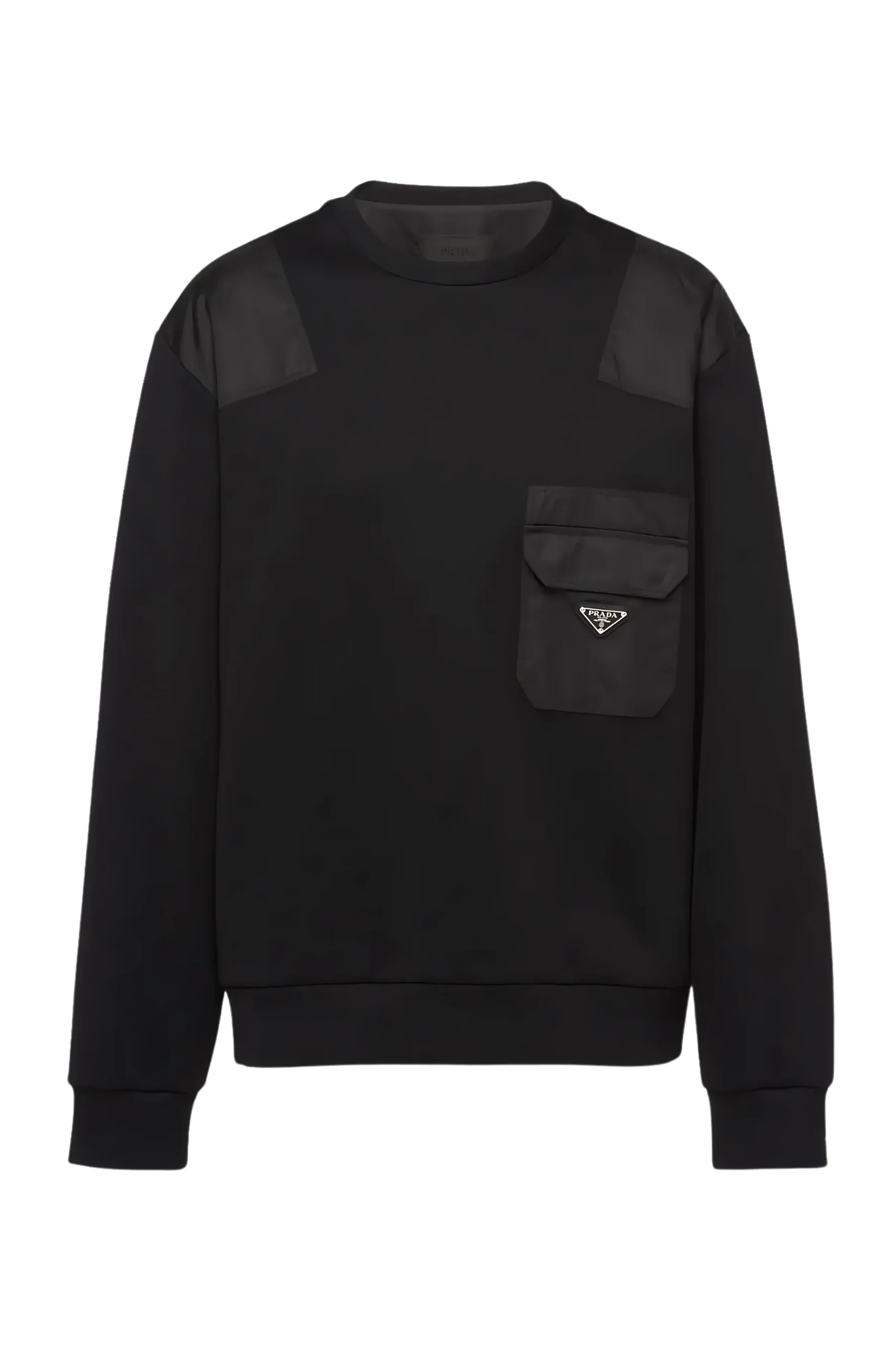 (XXX) UJL35B_11JE_F0806_S_OOO_1 Prada Baumwoll-Sweatshirt mit Re-Nylon Details - Imagen 1