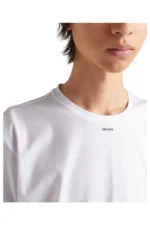 Prada T-Shirt aus Stretch-Baumwolle mit Logo in Weiß