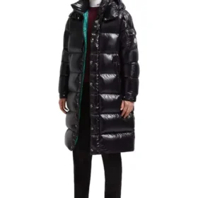 Moncler Hanoverian langer Daunenmantel mit Kapuze und quadratischer Steppung