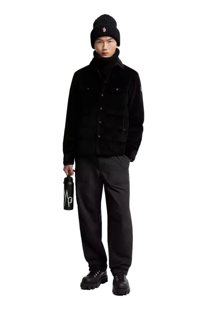 gelt-corduroy-blk Moncler Grenoble Gelt Daunenhemdjacke aus Cord in Schwarz - imagine 1