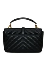 Saint Laurent College Mini Kettentasche aus glänzendem Leder mit Craquelé-Effekt - Image 3