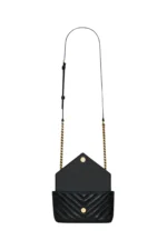 Saint Laurent College Mini Kettentasche aus glänzendem Leder mit Craquelé-Effekt - Image 5