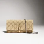 Monedero con cadena Gucci Dionysus – Beige / Marrón oscuro