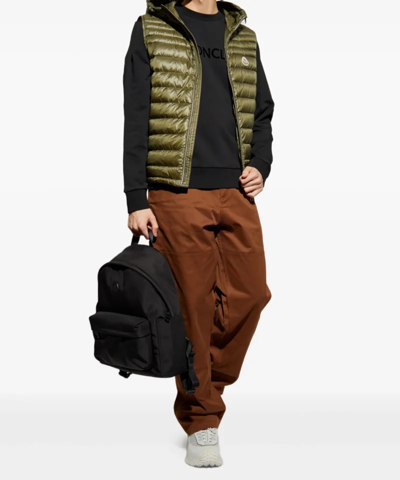 Moncler Orant deerskin jacket with hood in olive green – View 2