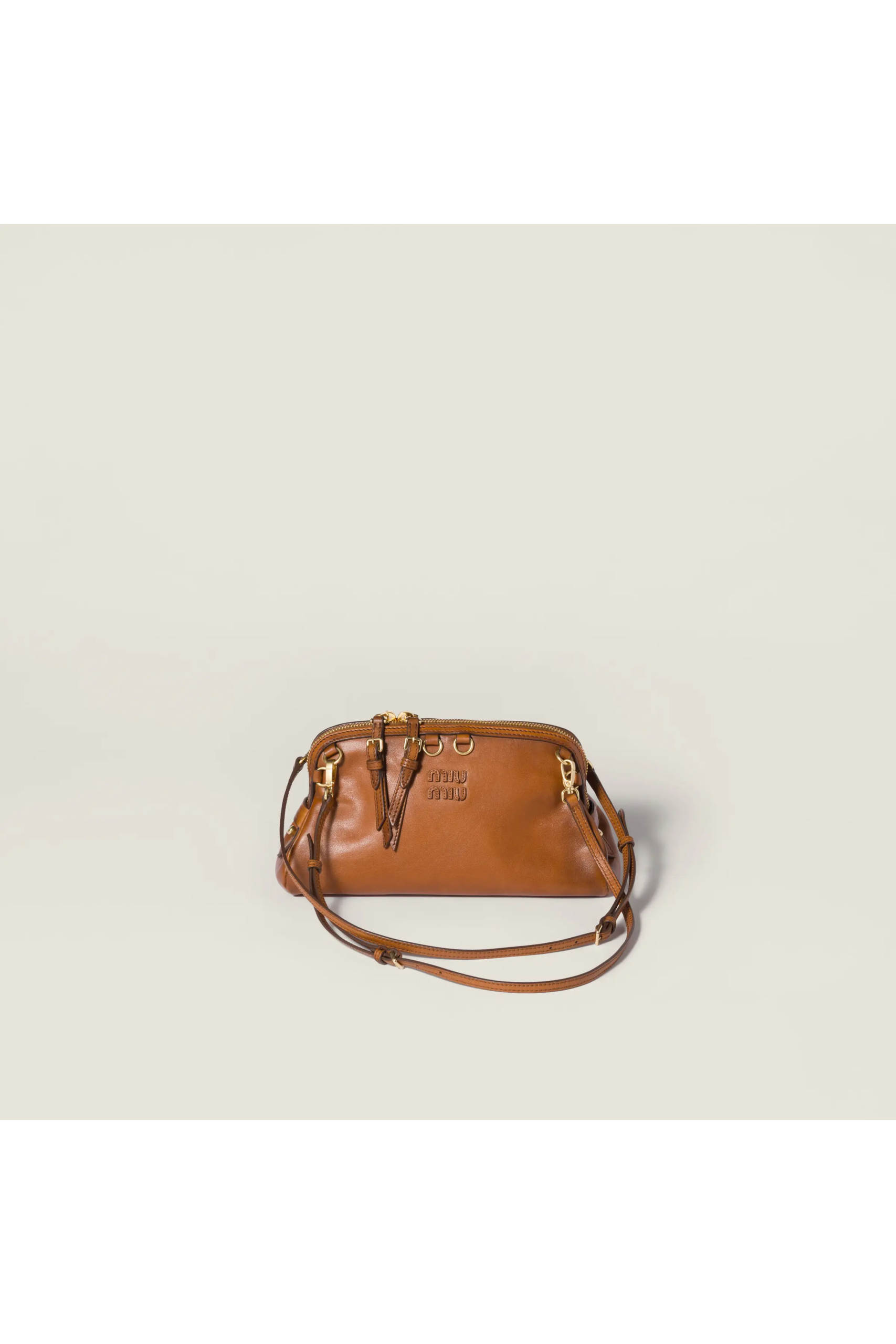 Miu Miu Caprice Clutch – Cognac