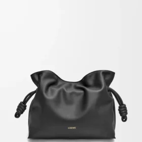 Loewe Medium Flamenco Clutch – Schwarz – Vorderansicht