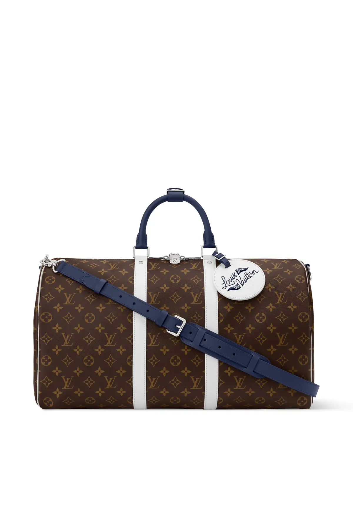 Louis Vuitton Keepall Bandoulière 50 LV Golf – Monogram / Blau-Weiß M28161 – Vorderansicht Louis Vuitton Keepall Bandoulière 50 LV Golf – Monogram / Blau-Weiß – Vorderansicht