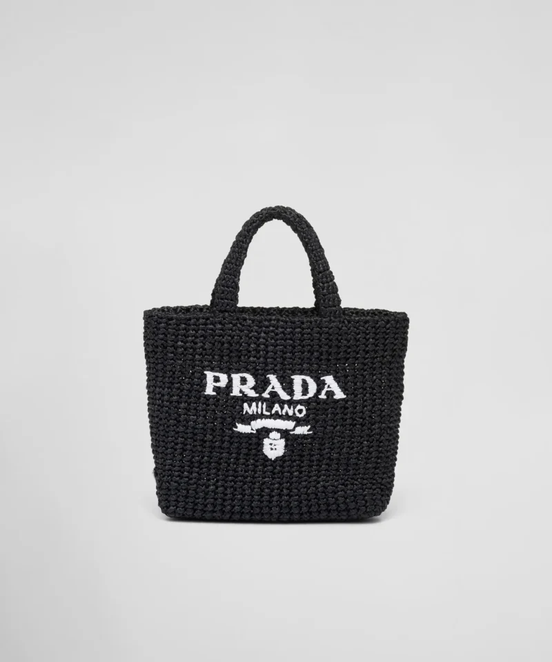 Prada Kleine Crochet Tote Bag – Schwarz – Vorderansicht